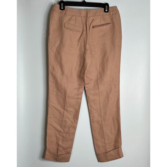 Maje Tapered Leg Linen‎ Blend Cuffed Ankle Pant Rose Pink Size 36 NWT - Picture 5 of 9